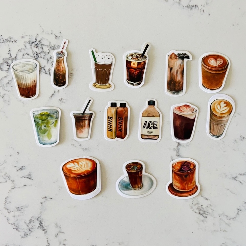 40 Random Coffee Pattern Stickers - Picture 3 of 10